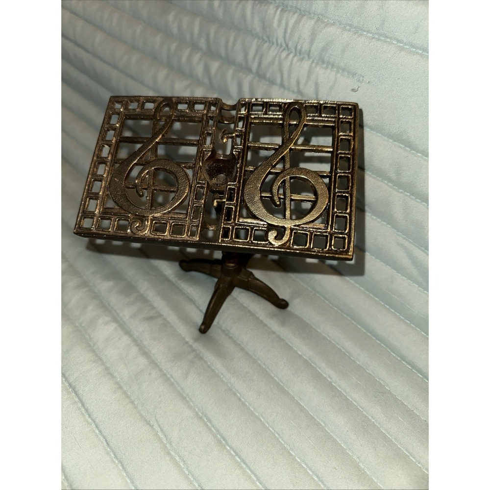 Vintage Card Music Stand Solid‎ Brass Display Small Gold Note Design Ted Arnold